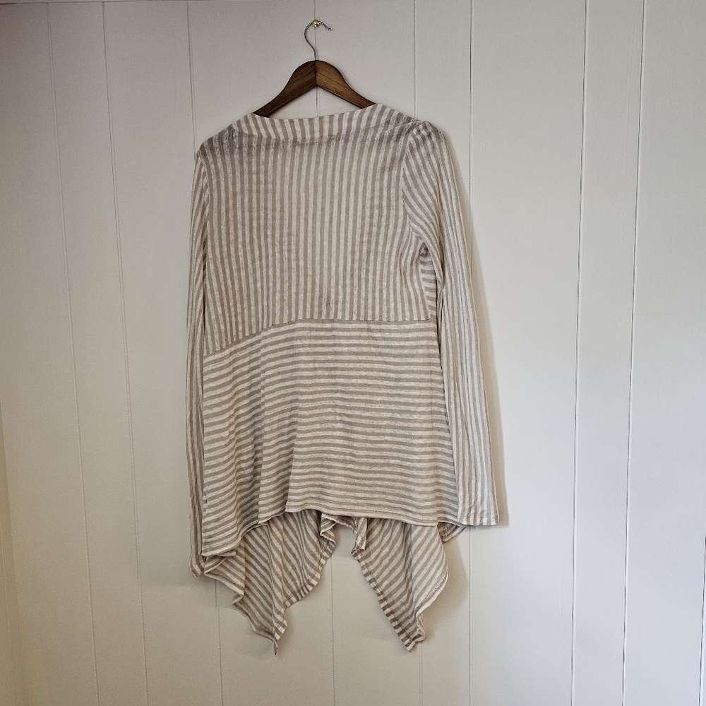 Soft surroundings cascadia striped cardigan 100% linen - Picture 3 of 10